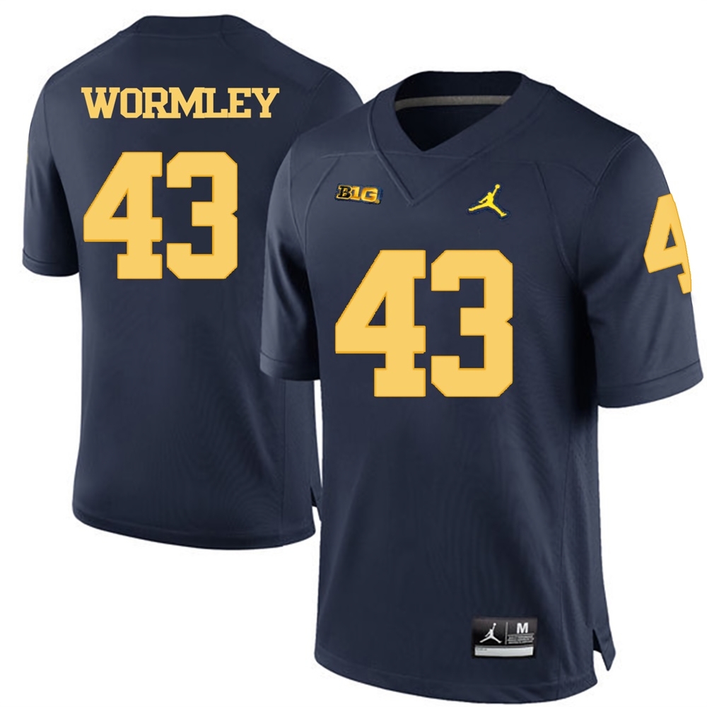 Michigan Wolverines Men's NCAA Chris Wormley #43 Navy Blue College Football Jersey GIJ6849BY